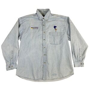 Vintage Harvard Square Road Runner High Speed Online Denim Shirt Mens L Blue